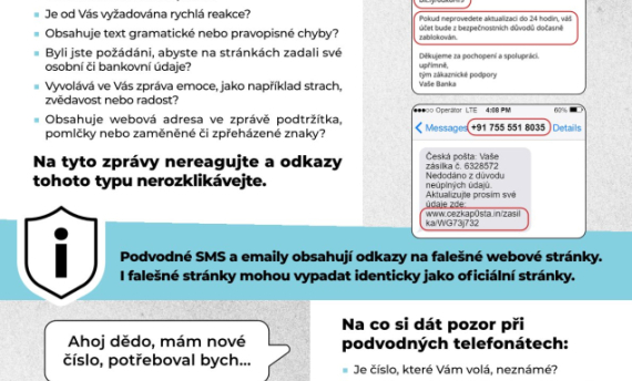 Varování před podvodnými SMS, e-maily a telefonáty.