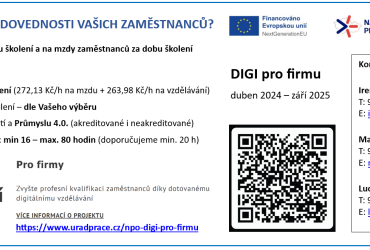 Nabídka Úřadu práce - příspěvek na školení zaměstnanců DIGI pro firmu